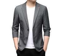 HUIANGLIYG Blazer Homme Coupe Classique Deux Boutons Décontracté Sport Manteaux Léger Costume d'affaires Vestes avec Poche Classique Simple Boutonnage Mariage Smoking Élégant Blazer Gris XXS