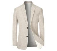 HUIANGLIYG Blazer Léger Décontracté pour Hommes Veston de Sport À 2 Boutons À Crans Au Revers Veste de Sport Ajustement Slim avec Poches Vestes de Costume Business Intelligentes pour Le Travail