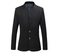 HUIANGLIYG Blazer pour Hommes Casual Sport Coats Col Mao Vestes Blazer À Simple Boutonnage Chic Décontracté Slim Fit Vestes de Costume Formelles avec Poches pour Le Travail de Bureau Noir XXL