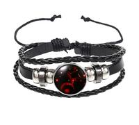 HUIANGLIYG Bracelet Ajustable En Cuir, 12 Signes Du Zodiaque, Constellations, Style Vintage Punk, Phosphorescent, Bracelet Gardien, Cadeau Pour Les Passionnés D'Astrologie, Cancer, 21 Cm