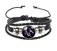 HUIANGLIYG Bracelet Ajustable En Cuir, 12 Signes Du Zodiaque, Style Vintage Punk, Phosphorescent, Idéal Pour Les Passionnés D'Astrologie. Gémeaux, 21 Cm.