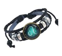 HUIANGLIYG Bracelet Astral Ajustable À 12 Constellations, Bracelet Multicouche En Cuir Noir, Bijou Idéal Pour Noël Ou Un Anniversaire, Pour Femmes Et Hommes (Lion).