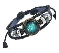 HUIANGLIYG Bracelet Astral Ajustable À 12 Constellations, Bracelet Multicouche En Cuir Noir, Bijou Idéal Pour Noël Ou Un Anniversaire, Pour Femmes Et Hommes (Gémeaux)
