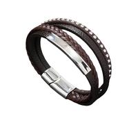 HUIANGLIYG Bracelet Clouté de Pointes pour Hommes Bracelet en Cuir Tressé À Plusieurs Couches Bracelet À Fermoir Magnétique Bracelet À Poignet Accessoires Punk Rock pour Fête D’Halloween Cad