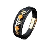 HUIANGLIYG Bracelet Croix en Pierre Œil de Tigre pour Homme, Bracelet Multicouche en Cuir Véritable Tressé Fait À La Main, Bracelet Vintage, Amulette, Bijoux, Cadeaux pour Homme, Mari, Père, Ca