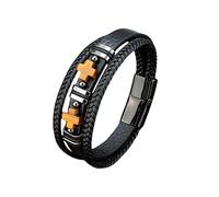 HUIANGLIYG Bracelet Croix en Pierre Œil de Tigre pour Homme, Bracelet Multicouche en Cuir Véritable Tressé Fait À La Main, Bracelet Vintage, Amulette, Bijoux, Cadeaux pour Homme, Mari, Père, Ca