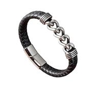 HUIANGLIYG Bracelet Cuir Homme,Bracelet en Cuir Tressé pour Homme, Chaîne de poignet À Chaîne Empilable, Fait À La Main, Tissage Croisé, Style Vintage Punk, Bijou Charmant pour Unisexe, Noir,