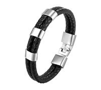 HUIANGLIYG Bracelet Cuir Homme,Bracelet en Cuir Véritable pour Homme, Classique, Double Rangée Torsadée, Tressé, Décontracté, avec Fermoir Magnétique, Cadeau pour Garçon, Accessoires pour Lu
