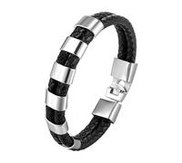 HUIANGLIYG Bracelet Cuir Homme,Bracelet en Cuir Véritable pour Homme, Classique, Double Rangée Torsadée, Tressé, Décontracté, avec Fermoir Magnétique, Cadeau pour Garçon, Accessoires pour Lu