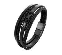 HUIANGLIYG Bracelet Cuir Homme,Bracelet Manchette en Cuir Noir pour Homme, Multicouche, Tissé et Torsadé, Fait À La Main, avec Lettre X, Unisexe, Fermoir Magnétique, Élégant, Idéal pour Une S