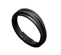 HUIANGLIYG Bracelet Cuir Homme,Bracelets en Cuir Multicouches pour Hommes, Brassard Classique Tressé Marron Fait À La Main avec Fermoir Magnétique, Chaîne de poignet Manchette Vintage Simple, Ca