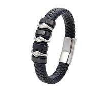 HUIANGLIYG Bracelet Cuir Homme,Bracelets en Cuir pour Hommes, Manchette Simple Torsadé en Simili de Vache Tressé avec Boucles, Chaîne de poignet Manchette de Luxe, Breloque Punk Vintage, Idée Ca