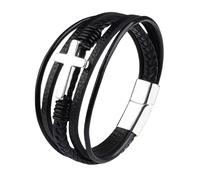 HUIANGLIYG Bracelet de Foi pour Hommes Bracelet en Cuir Croix pour Hommes Bracelets Tressés Faits Main À Plusieurs Couches avec Fermoir Magnétique Bracelets Religieux Punk Vintage Bijoux Cadeaux