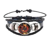 HUIANGLIYG Bracelet Des 12 Constellations Du Zodiaque, Phosphorescent, En Cuir Tissé Fluorescent, Pour Femmes Et Hommes, Signe Du Zodiaque Lion