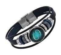 HUIANGLIYG Bracelet En Cuir À 12 Constellations Avec Perles, Tissé À La Main, Signe Du Zodiaque, Pour Femmes Et Hommes, Bijou Astrologique, Cadeau D'Anniversaire, Cancer, 20 Cm