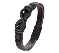 HUIANGLIYG Bracelet En Cuir Avec Breloque Infini Pour Homme Et Femme, Bracelet Manchette Avec Nœud Infini, Bracelet D'Amitié En Cuir Pour Petit Ami, Mari, Fiancé, 21 Cm/8,26 Pouces, Marron 21 Cm