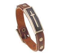 HUIANGLIYG Bracelet en Cuir Croisé pour Homme, Bracelet en Corde Tressée en Cuir avec Boucle Ardillon, Chaîne de poignet de Poignet Classique de Foi Religieuse pour Mon Fils