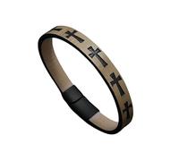 HUIANGLIYG Bracelet en Cuir Croix pour Hommes Bracelet de Foi Tressé Fait Main avec Fermoir Magnétique Croix Gravée Brassard Religieux Vintage Cadeau Unique pour Les Frères des Pères Camel 21 C