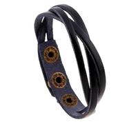 HUIANGLIYG Bracelet en Cuir de Vache pour Homme, Réglable, Fait À La Main, Tissé Croisé, avec Bouton Pression, Multicolore, Décontracté, Simple, Cadeau pour Lui, Noir