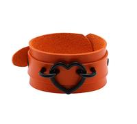 HUIANGLIYG Bracelet en Cuir Double Couche pour Homme, Réglable, Classique, en Forme de Cœur, Fait À La Main, Large, avec Boucle Ardillon, Style Punk Gothique, Ras Du Cou, Cadeau pour Halloween, N