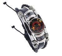 HUIANGLIYG Bracelet En Cuir Fluo Multicouche Avec Constellation Du Zodiaque, Ajustable, Tissé À La Main, Signe Du Zodiaque, Pour Femme Et Homme, Bijou, Cadeau D'Anniversaire, Lion, 21 Cm