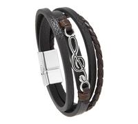HUIANGLIYG Bracelet en Cuir Infinity pour Hommes Bracelet Tressé Multicouches avec Fermoir Magnétique Bracelet Punk Vintage Cadeau pour Petit Ami Frère Passionnés de Musique Café 20Cm