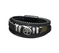 HUIANGLIYG Bracelet en Cuir Life Tree pour Homme, Bracelet Manchette en Corde Tressée Multicouche avec Fermoir Magnétique, Style Camouflage Punk Vintage, Cadeau Attentionné pour Papa, Mari Ou Pet