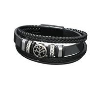 HUIANGLIYG Bracelet en Cuir Life Tree pour Homme, Bracelet Manchette en Corde Tressée Multicouche avec Fermoir Magnétique, Style Camouflage Punk Vintage, Cadeau Attentionné pour Papa, Mari Ou Pet