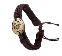 HUIANGLIYG Bracelet En Cuir Marron Vintage Tissé Avec Constellations Du Zodiaque, Ajustable, En Cuir De Vachette, Bijou Pour Femme Et Homme, Cadeau D'Anniversaire Cancer