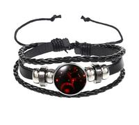 HUIANGLIYG Bracelet En Cuir Multicouche Avec Constellation Du Zodiaque, Tissé À La Main, Pour Femmes Et Hommes. Bijou Pour Couple, Ami(E) S, Cadeau D'Anniversaire, Cancer, 21 Cm.