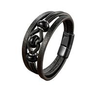 HUIANGLIYG Bracelet En Cuir Multicouche Pour Homme Et Femme, Pierre Naturelle Oblate, Turquoise, Œil De Tigre, Améthyste, Noir, Pierre De Guérison, Bijoux, Cadeaux, Onyx Noir, 21 Cm