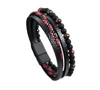 HUIANGLIYG Bracelet en Cuir Multicouche pour Hommes et Femmes, Tressé À La Main, en Pierre Naturelle, Style Décontracté, Simple et Unique, Cadeau D'Anniversaire, avec Boîte, Pierre Œil de Tigr