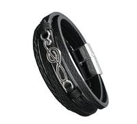 HUIANGLIYG Bracelet en Cuir Music Infinity pour Homme, Bracelet Tressé Multicouches avec Fermoir Magnétique, Bracelet Vintage Punk À Poignet, Cadeau pour Petit Ami Frère Passionnés de Musique N