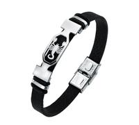 HUIANGLIYG Bracelet en Cuir Noir Vintage Fait Main, Représentant Les 12 Constellations Du Zodiaque, avec Fermoir. Bijou Astrologique Personnalisé, Cadeau pour Papa, Mari, Fils (Scorpio