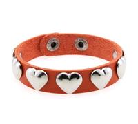 HUIANGLIYG Bracelet en Cuir pour Femme avec Cœur D'Amour, Réglable, 21,8 Cm, Classique, Fait À La Main, avec Double Bouton Pression, Style Punk Gothique, Cadeau pour Halloween et Noël, Orange