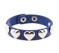 HUIANGLIYG Bracelet en Cuir pour Femme avec Cœur D'Amour, Réglable, 21,8 Cm, Classique, Fait Main, avec Double Bouton Pression, Style Punk Gothique, Cadeau pour Halloween et Noël, Bleu Marine