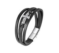 HUIANGLIYG Bracelet en Cuir pour Homme avec Croix, Bracelet de Foi Multicouche pour Homme avec Fermoir, chaîne de poignet Tressé Fait Main, chaîne de poignet Croix Chrétienne, Cadeau pour Fils,