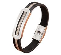HUIANGLIYG Bracelet En Cuir Pour Homme Avec Motif Géométrique, Jonc En Cuir Noir Avec Fermoir, Bracelet Manchette Unisexe, Bijou Simple Et Tendance Pour Homme Et Femme, Blanc, 23 Cm