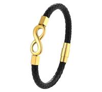 HUIANGLIYG Bracelet En Cuir Pour Homme Avec Nœud Infini, Symbole De L'Amour Infini, Bracelet Manchette Classique En Cuir Tressé, Bijoux Pour Homme Pour Anniversaire, Noël, Or, 21 Cm