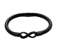 HUIANGLIYG Bracelet En Cuir Pour Homme Avec Nœud Infini, Symbole De L'Amour Infini, Bracelet Manchette Classique En Cuir Tressé, Bijoux Pour Homme Pour Anniversaire, Noël, Noir, 21 Cm