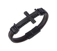 HUIANGLIYG Bracelet en Cuir pour Homme, Bracelet Croisé pour Hommes et Femmes, Bijou de poignet en Cuir Véritable Tressé Fait À La Main, Chaîne de poignet Manchette Classique de Foi Religieuse,