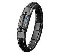 HUIANGLIYG Bracelet En Cuir Pour Homme, Style Décontracté, Pierre Naturelle Œil De Tigre, Noir, Monocouche, Tressé, Avec Fermoir Aimanté, Bijoux, Cadeau Pour Papa, Petit Ami, Mari, Vert, 19 Cm