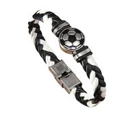 HUIANGLIYG Bracelet en Cuir pour Hommes avec Breloque Ballon de Football, Bracelet en Cuir Tressé Fait Main avec Boucle, Brassard de Sport Décontracté Personnalisé, Bijoux Cadeau pour Les Fans d