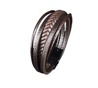 HUIANGLIYG Bracelet en Cuir pour Hommes Bracelets en Cuir Tressé Faits À La Main avec Fermoir Magnétique Vintage Punk Manchette Bracelet Bijoux de Mode pour Une Tenue de Fête Quotidienne Marron