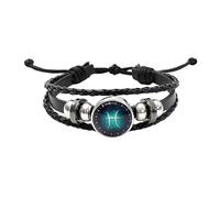 HUIANGLIYG Bracelet en Cuir Réglable Multicouche avec 12 Constellations pour Femme et Homme, Tressé et Torsadé, Style Rétro Punk, Motif Ciel Étoilé, Idéal pour Un Cadeau D'Anniversaire Ou Un