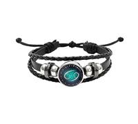 HUIANGLIYG Bracelet en Cuir Réglable Multicouche avec 12 Constellations pour Homme et Femme, Tressé et Torsadé, Style Rétro Punk, Bijou D'Amitié, Cadeau D'Anniversaire, Cancer