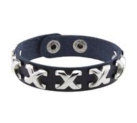 HUIANGLIYG Bracelet en Cuir Réglable pour Homme et Femme, Classique, Lettre X, Fait À La Main, avec Bouton Pression, Style Punk Gothique, Cadeau pour Halloween et Noël, Bleu Foncé