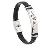 HUIANGLIYG Bracelet En Cuir Tressé À 12 Constellations, Signes Du Zodiaque, Style Punk, Manchette En Corde, Fait Main, Vintage, Noir, En Cuir Tressé, Bijou Punk, Cadeau Lion, 21 Cm