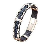 HUIANGLIYG Bracelet en Cuir Tressé À Chaîne Punk pour Hommes, Manchette Empilable Faite À La Main avec Boucle, Bracelet Porte Bonheur Vintage, Bijoux pour Garçons, Accessoires po
