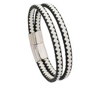 HUIANGLIYG Bracelet en Cuir Tressé À Double Rangée pour Homme, Style Décontracté, Fait À La Main, avec Fermoir Magnétique, Style Vintage, Idéal pour Un Couple, Idéal Comme Cadeau D'Annivers